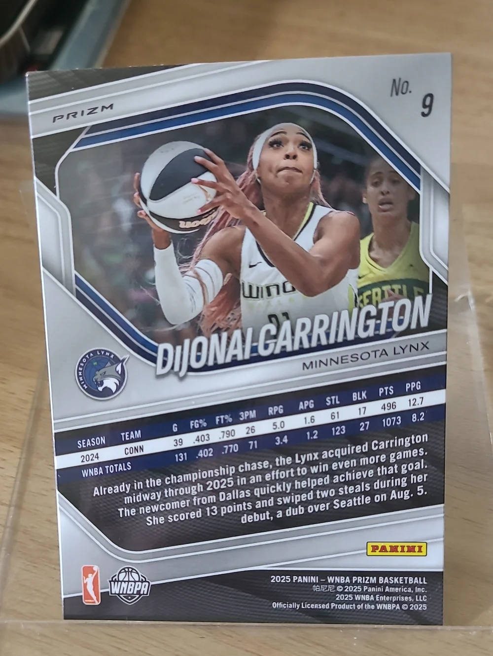 Prizm Djonalí Carrington Minnesota Lynx 2025 White Seismic Prizm - Picture 2 of 2